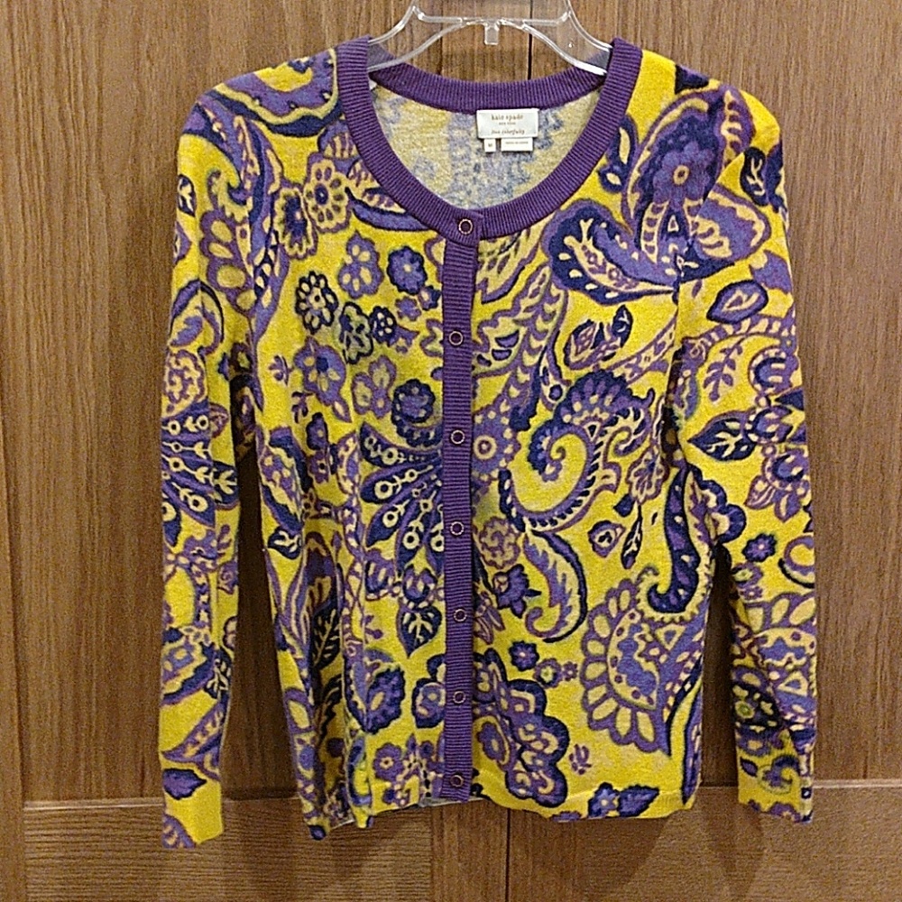 Kate Spade Purple, 💜💛 yellow cardigan sweater